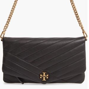 LIKE NEW Tory Burch Kira Chevron Quilted Leather Clutch Black